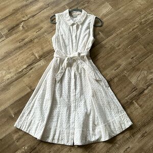Boden white eyelet sleeveless dress 12R
